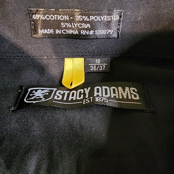 Stacy Adams Classic Black Button Up Dress Shirt, EUC, Size 18 36/37 - Picture 2 of 6